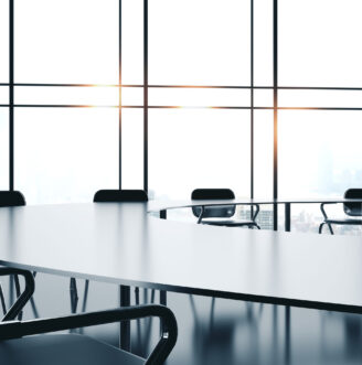 Futuristic,Conference,Interior,Room,With,City,View.,Mock,Up,,3d